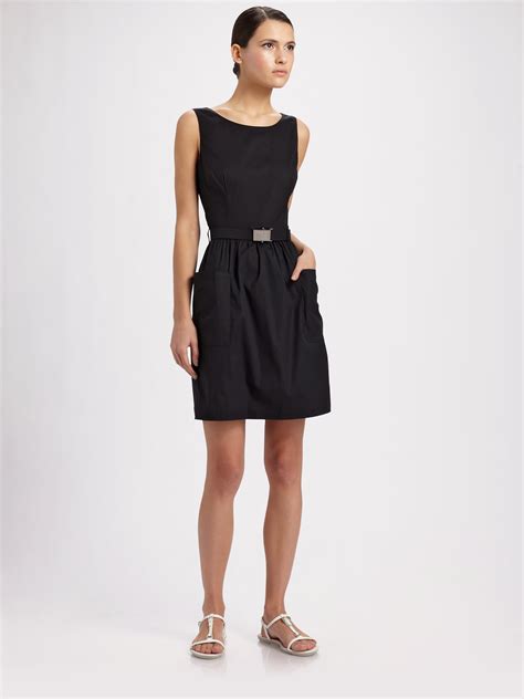 prada evening dress|prada sleeveless belted black dress.